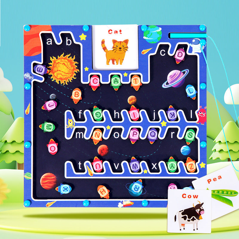 Wooden Magnetic Alphabet Maze Toy for Kids