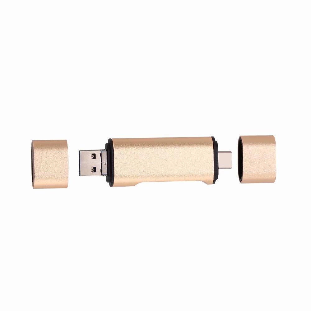 Aluminum Alloy Type-C USB Card Reader with OTG Support for Micro SD/TF Cards