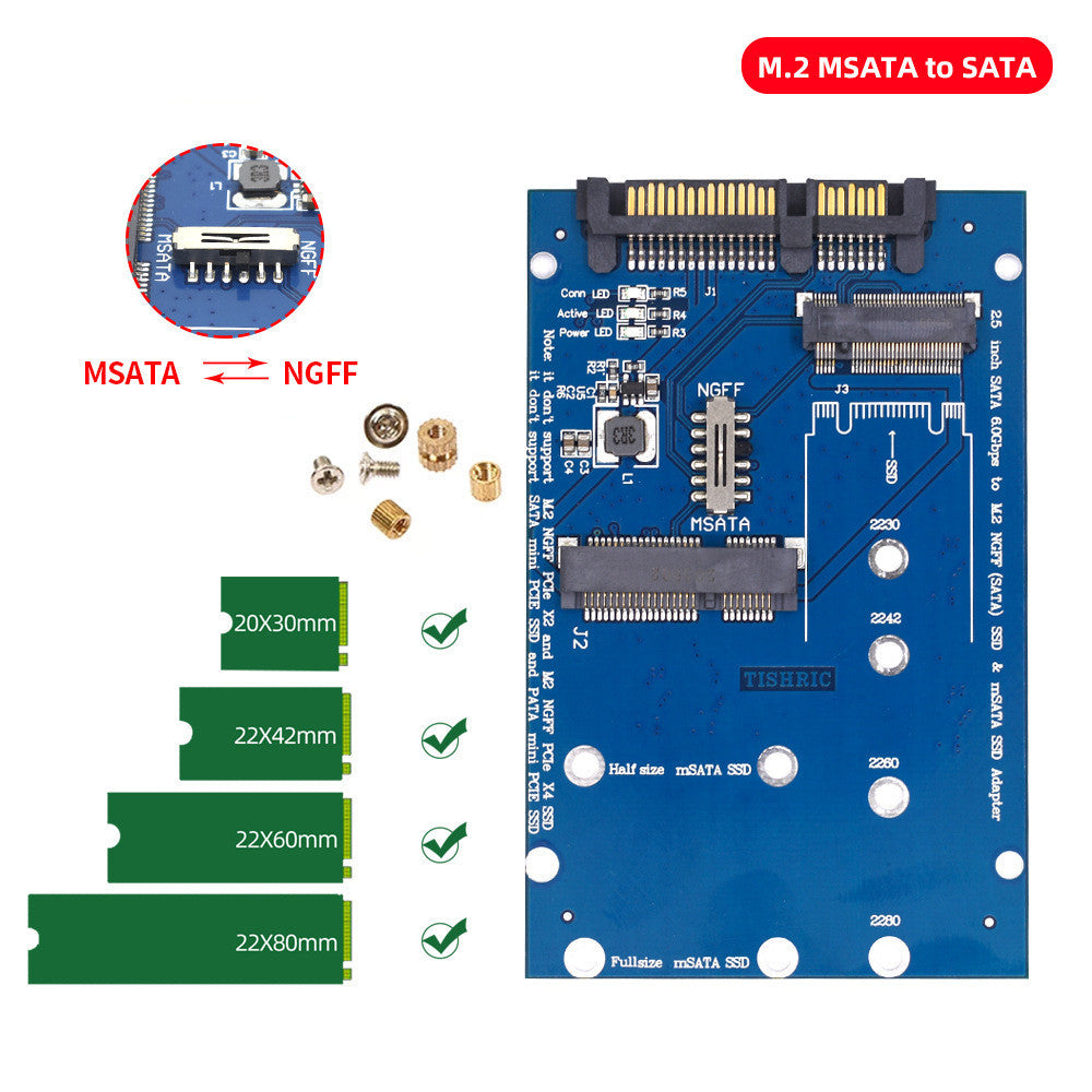 SATA3 to M.2 NGFF / MSATA SSD Conversion Adapter Card