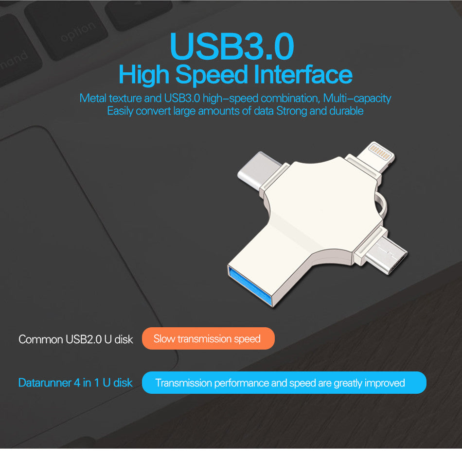 Metal Mobile Phone U Disk 4-in-1 Flash Drive