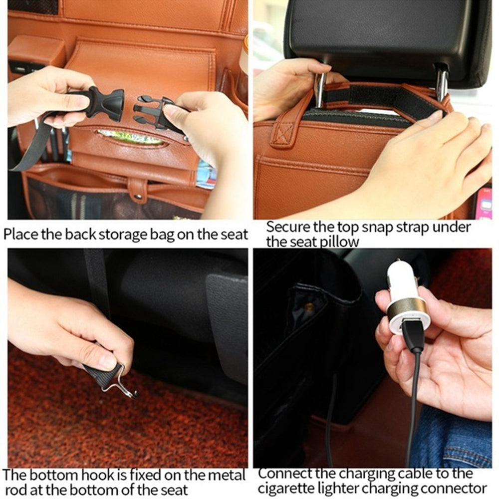 Premium Car Backseat Organizer with USB Charging