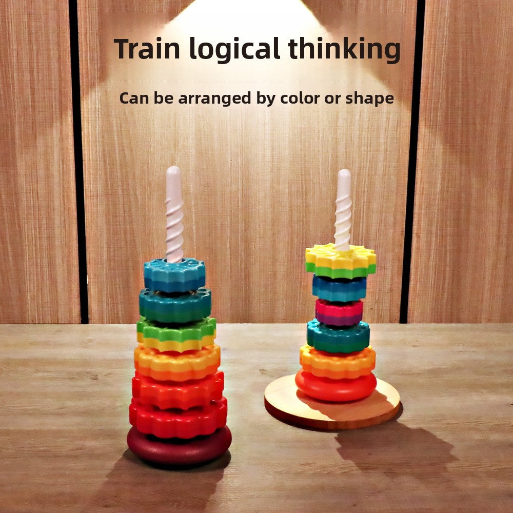 Benefit Infant Cognitive Rainbow Rotating Tower Toy