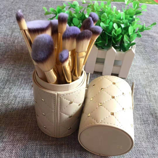 Premium 12-Piece Makeup Brush Set with Elegant Storage Holder
