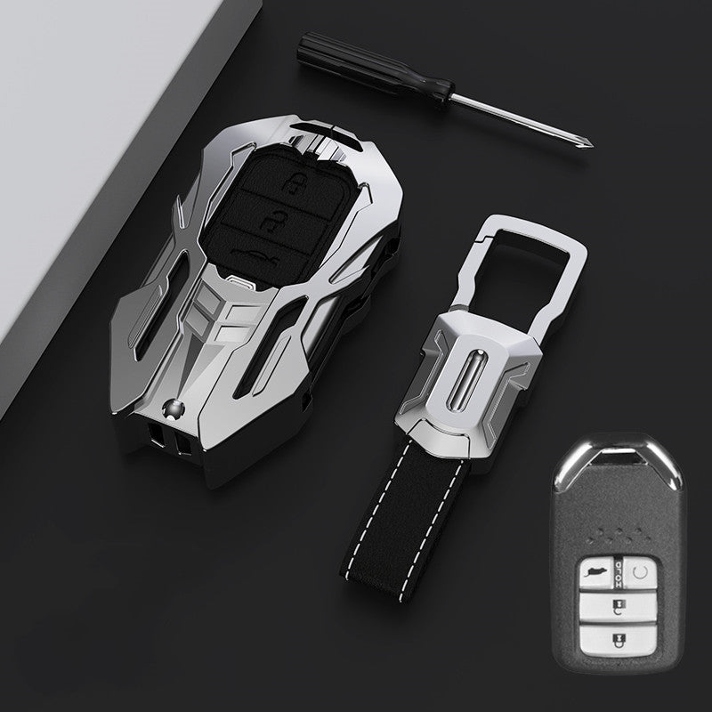 Premium Leather & Aluminum Key Fob Cover for Honda