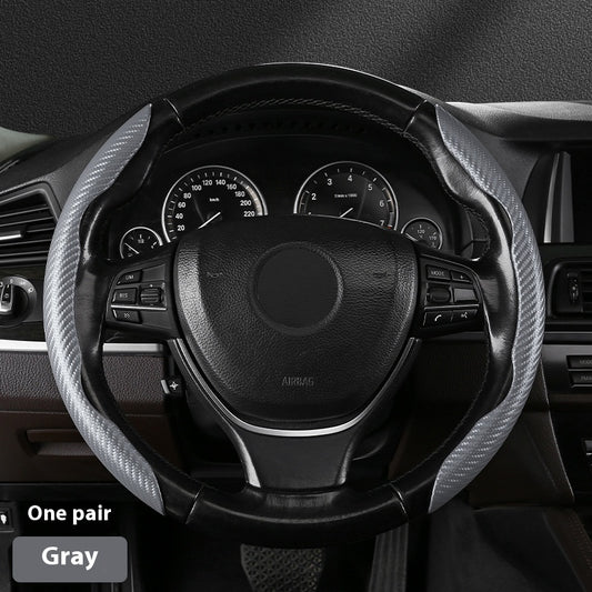 Steering Wheel Cover Sweat-absorbent Suede Carbon Fiber Pattern Protective Cover
