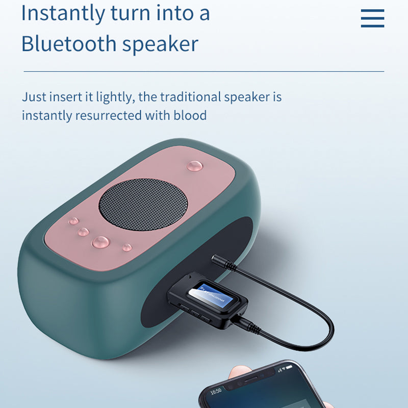 Two-in-one Bluetooth 5.0 Adapter with Screen Display