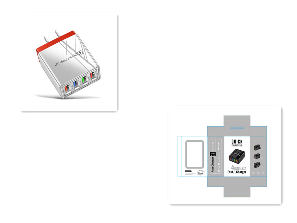 Premium 4-Port USB Wall Charger with Quick Charge 3.0