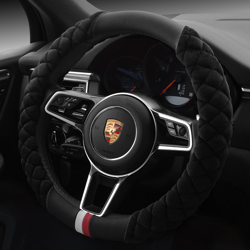 Plush 38cm Steering Wheel Cover with Footprint Design