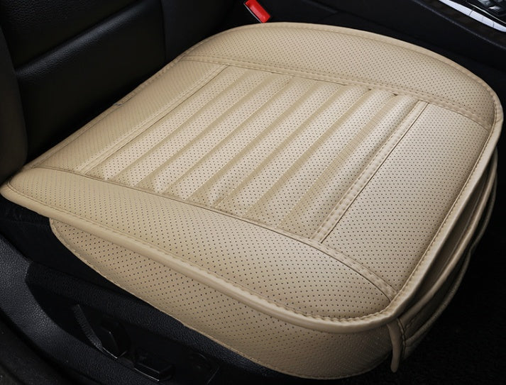Premium Bamboo Charcoal & Leather Car Seat Cushion
