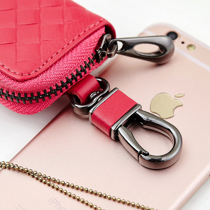 Woven Leather Car Key Case