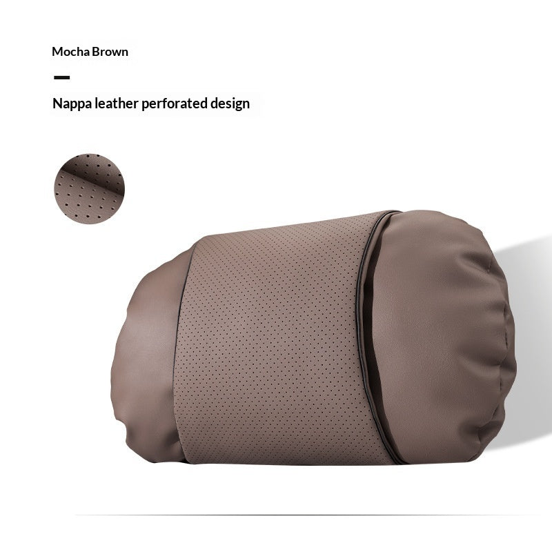 Premium Nappa Leather Car Neck Support Pillow