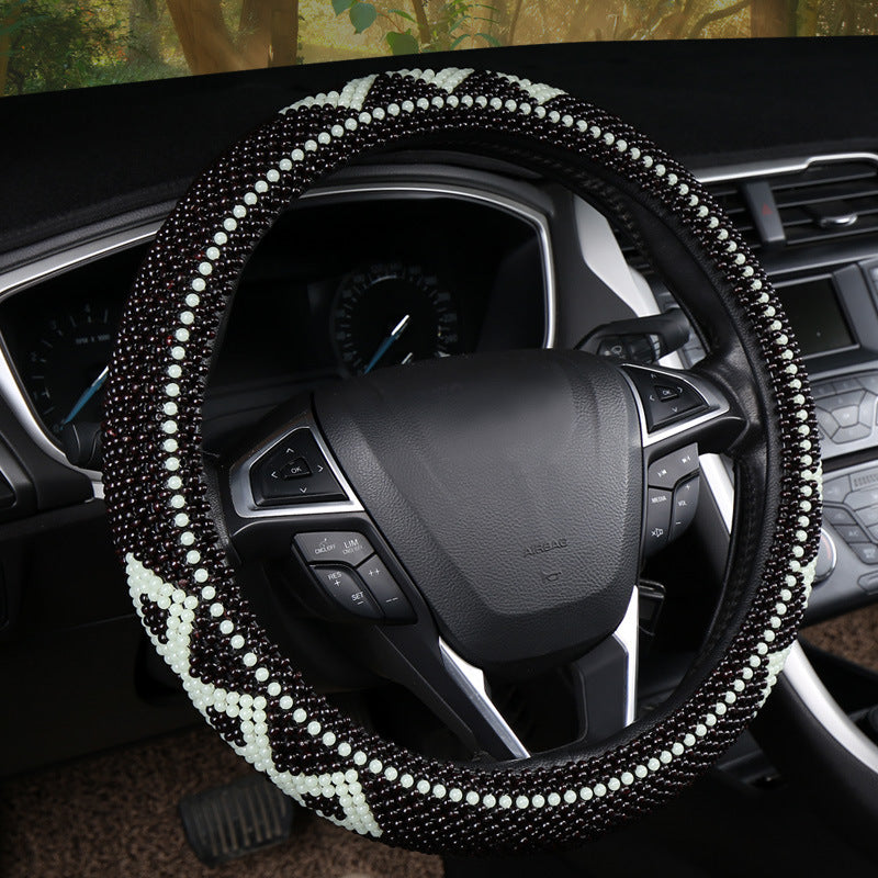 Light Wooden Bead Steering Wheel Cover
