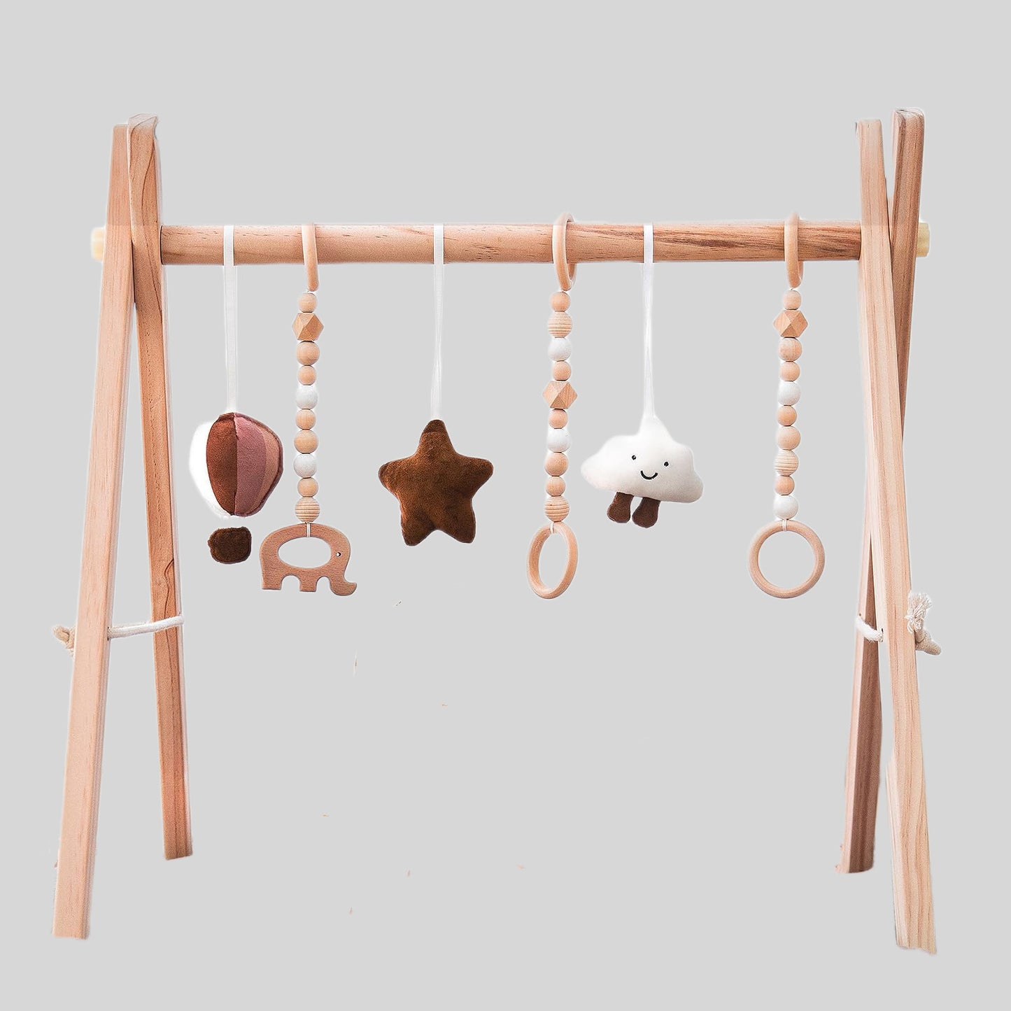 Adjustable Wooden Baby Activity Gym with Bells