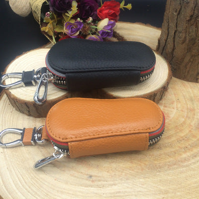 Premium Leather Car Key Holder with Zipper