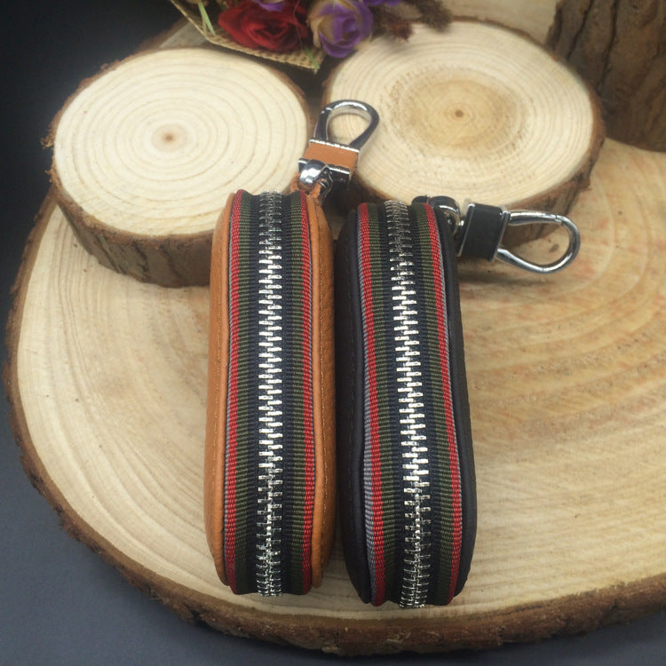 Premium Leather Car Key Holder with Zipper