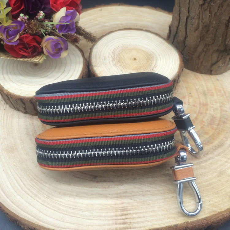 Premium Leather Car Key Holder with Zipper