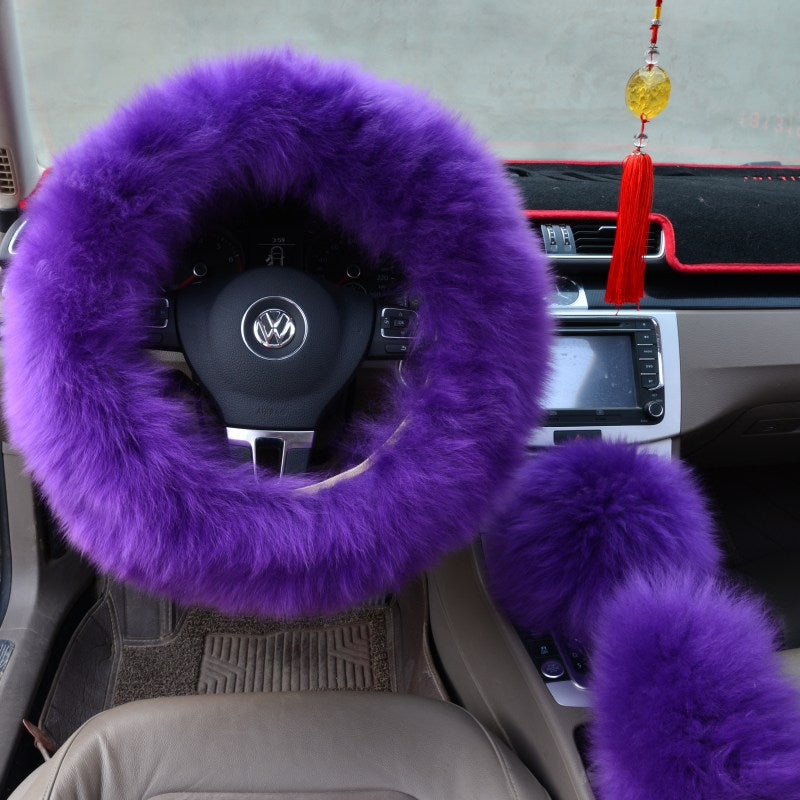 Premium Wool Steering Wheel Cover Set