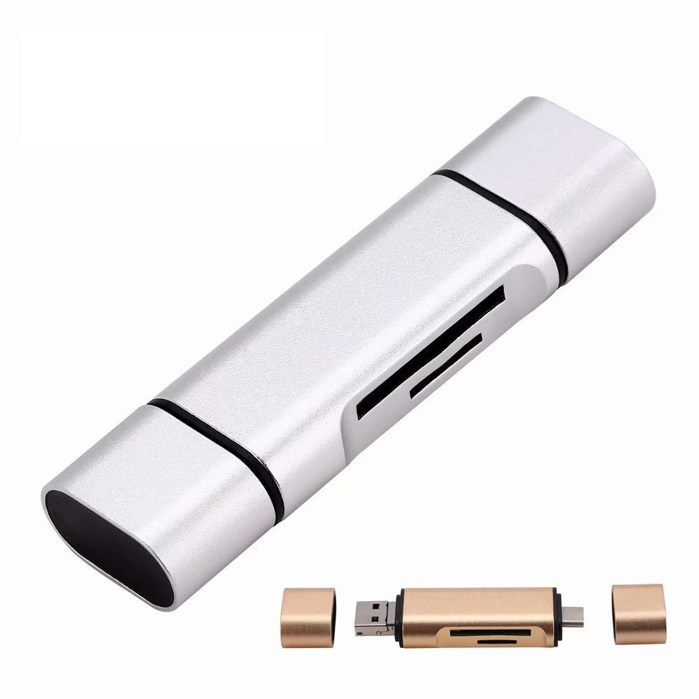 Aluminum Alloy Type-C USB Card Reader with OTG Support for Micro SD/TF Cards