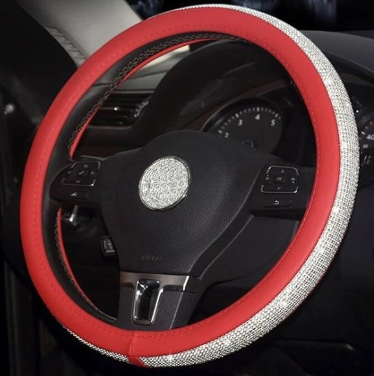Premium Leather Steering Wheel Cover - 38cm Universal Fit