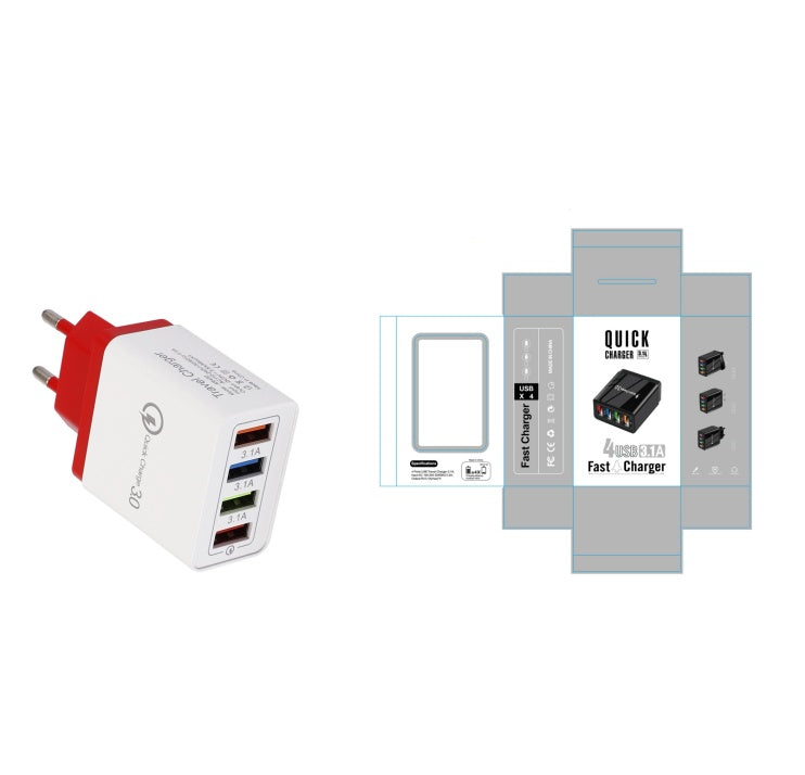Premium 4-Port USB Wall Charger with Quick Charge 3.0