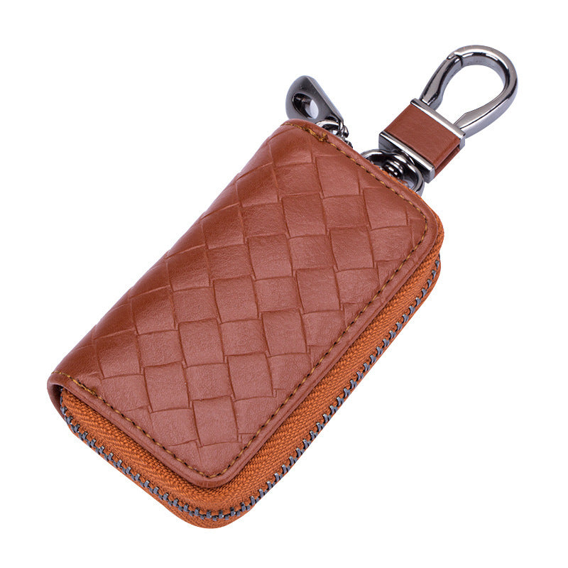 Woven Leather Car Key Case