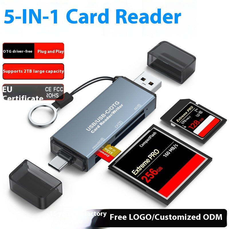Professional Aluminum Alloy CF/SD/TF Three-in-One Card Reader