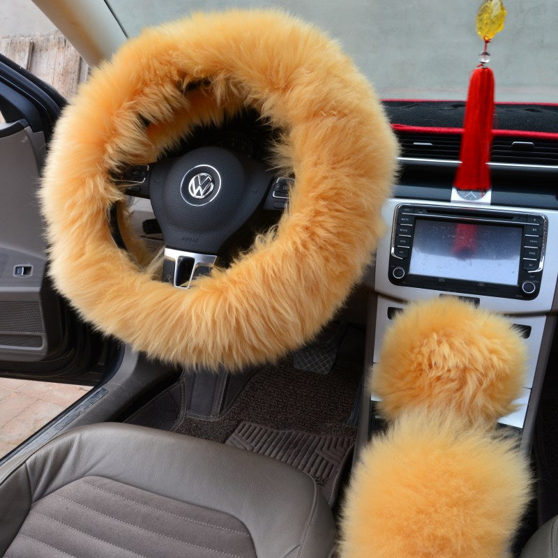 Premium Wool Steering Wheel Cover Set