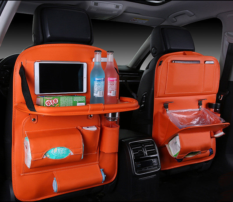 Premium Leather Car Backrest Organizer & Trash Bag
