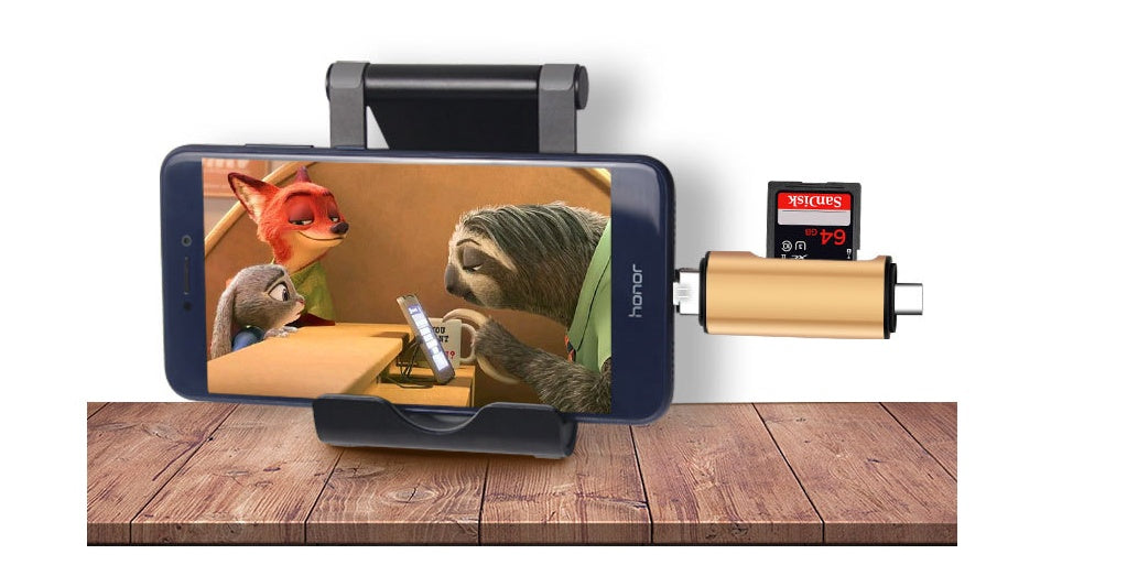 Aluminum Alloy Type-C USB Card Reader with OTG Support for Micro SD/TF Cards