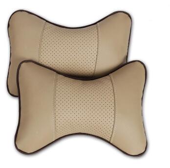 Premium Leather Car Neck Support Pillow - 2 PCS