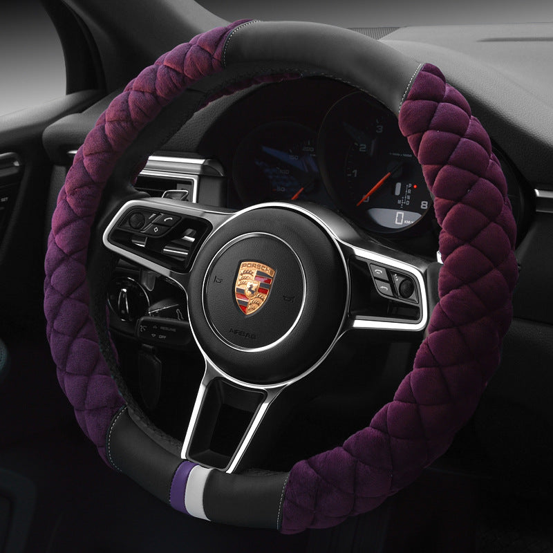 Plush 38cm Steering Wheel Cover with Footprint Design