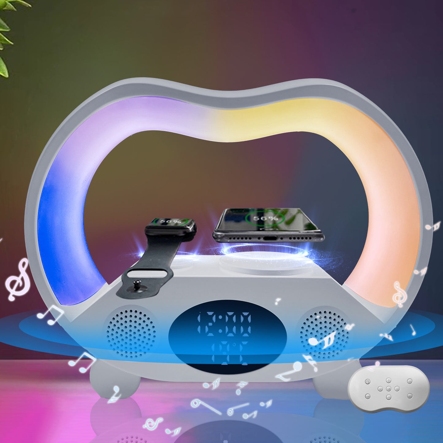 Smart LED Table Lamp with Wireless Charging & Bluetooth Speaker