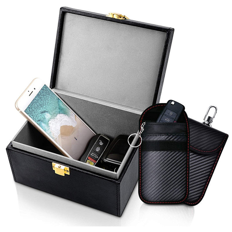 1 Shielding Box 2 Key Case Suit Carbon Fiber Anti-theft Swiping Box
