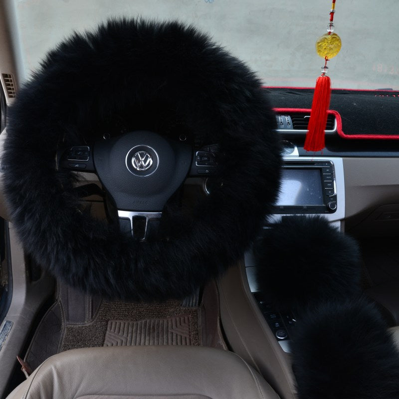 Premium Wool Steering Wheel Cover Set