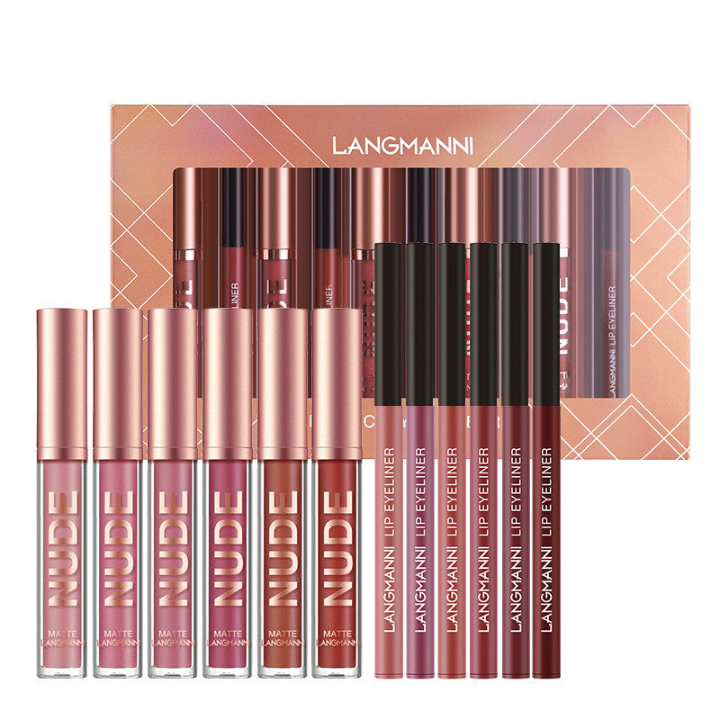 Premium 12-Piece Matte Lip Kit: Long-Lasting Lipstick & Liner Set