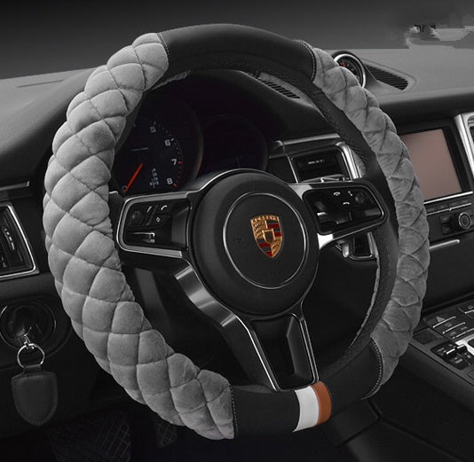 Plush 38cm Steering Wheel Cover with Footprint Design
