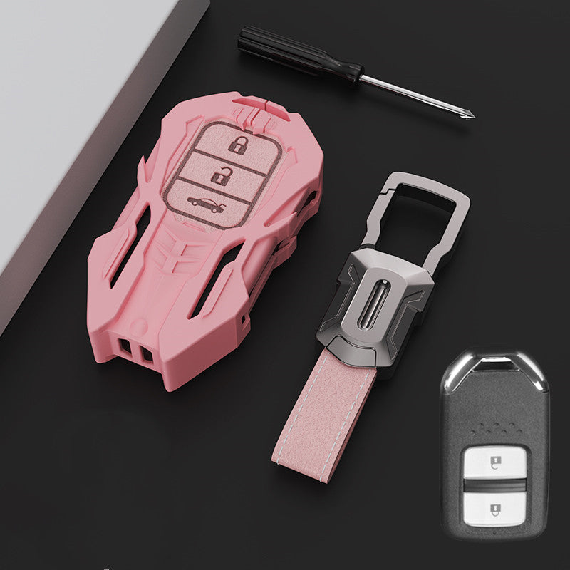 Premium Leather & Aluminum Key Fob Cover for Honda