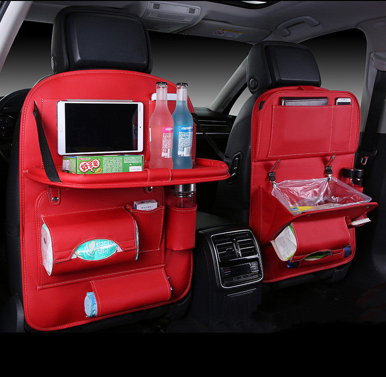 Premium Leather Car Backrest Organizer & Trash Bag