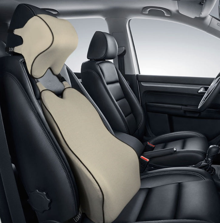 Premium Memory Foam Car Neck & Lumbar Support Set
