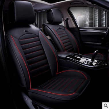 Premium Flax & Leather Car Seat Cushion - All Seasons