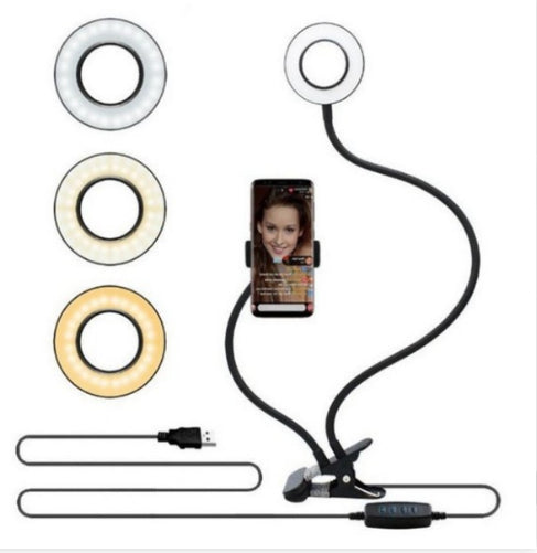 Professional 8cm LED Selfie Ring Light with Desk Stand