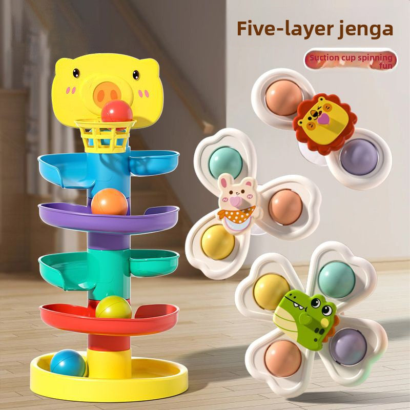 Baby Early Education Stacking Toy with Rolling Tracks