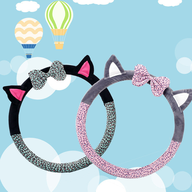 Cute Cat Ear Steering Wheel Cover - Soft, Plush Comfort