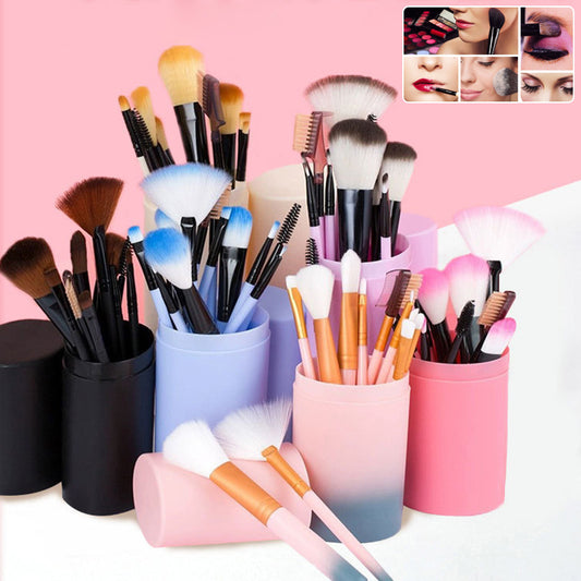 Essential 12-Piece Makeup Brush Collection for Face & Eyes