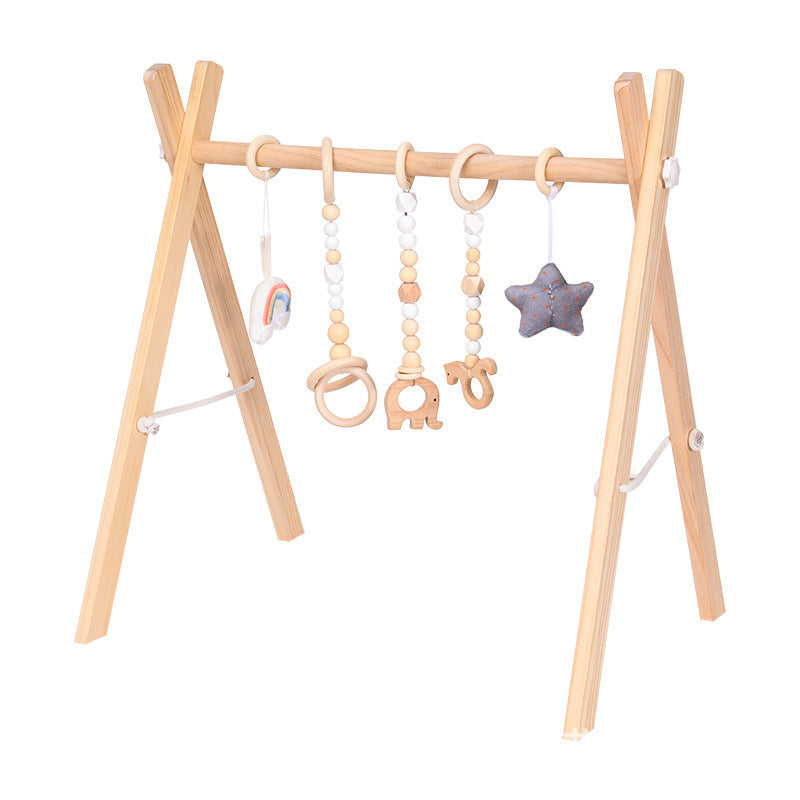 Adjustable Wooden Baby Activity Gym with Bells