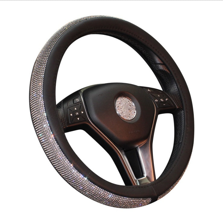 Premium Leather Steering Wheel Cover - 38cm Universal Fit