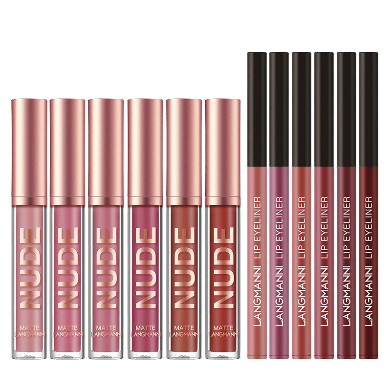 Premium 12-Piece Matte Lip Kit: Long-Lasting Lipstick & Liner Set