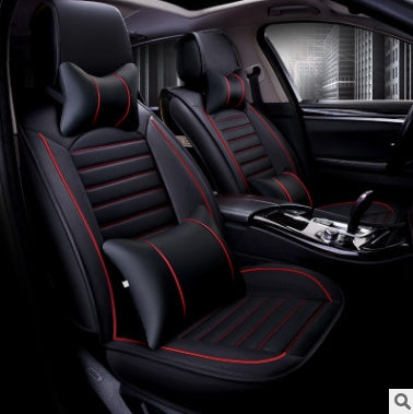 Premium Flax & Leather Car Seat Cushion - All Seasons