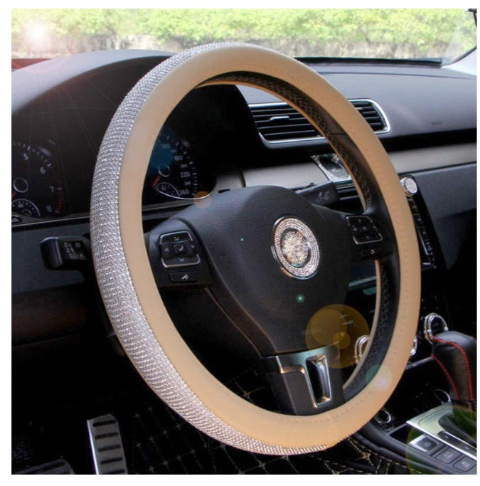 Premium Leather Steering Wheel Cover - 38cm Universal Fit