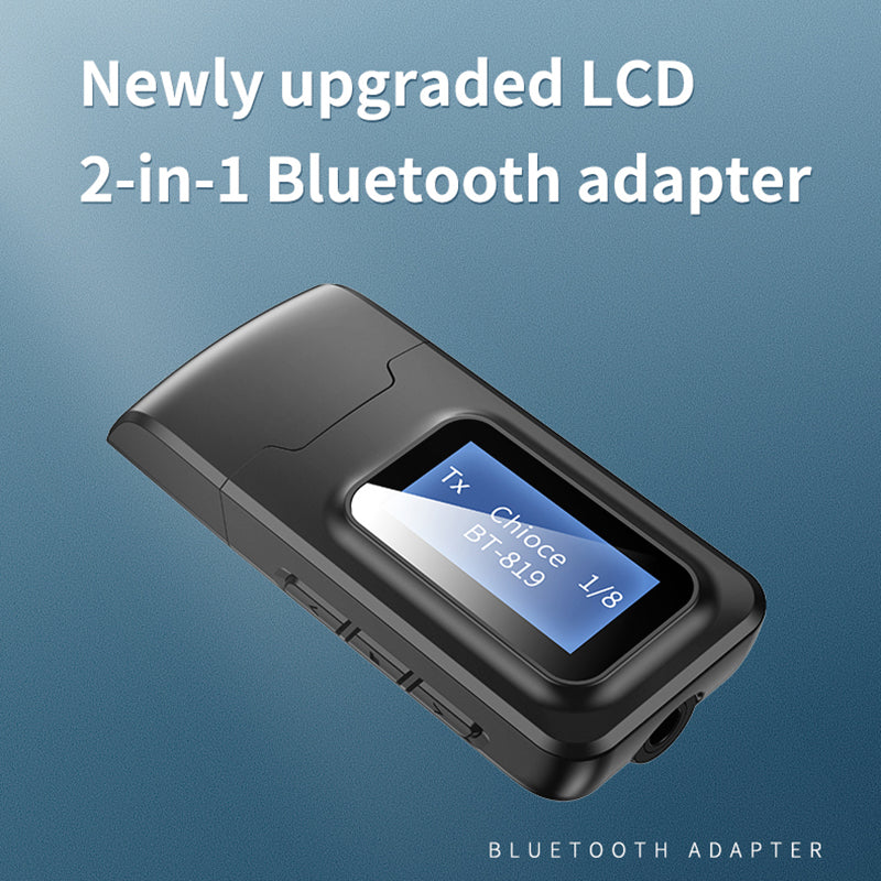Two-in-one Bluetooth 5.0 Adapter with Screen Display
